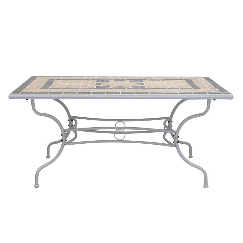 VENTUS - set tavolo in alluminio e teak cm 160 x 90 x 74 h con 6 sedie Ventus