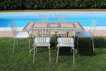 VENTUS - set tavolo in alluminio e teak cm 160 x 90 x 74 h con 6 sedie Ventus