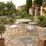 VENTUS - set tavolo in ferro Ø 90 x 74 h con 4 sedie Ventus