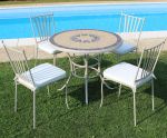 VENTUS - set tavolo in ferro Ø 90 x 74 h con 4 sedie Ventus