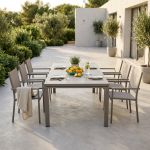 DEXTER - set tavolo in alluminio cm 200/300 x 100 x 74 h con 6 poltrone Venus