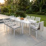 DEXTER - set tavolo in alluminio cm 160/240 x 90 x 75 h con 6 sedie e 2 poltrone Dexter