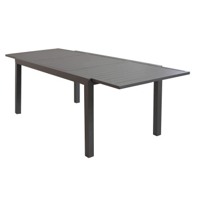 DEXTER - set tavolo in alluminio e teak cm 160/240 x 90 x 75 h con 4 sedie e 2 poltrone Dexter