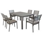 DEXTER - set tavolo in alluminio cm 160/240 x 90 x 75 h con 4 sedie e 2 poltrone Dexter