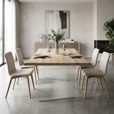 ANSON - tavolo da pranzo moderno in vetro e legno