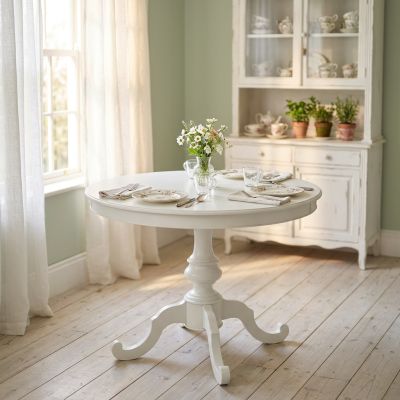 BARRY - tavolo da pranzo allungabile in legno massello tondo