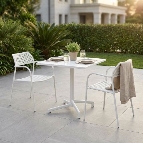 OPERA - set tavolo in alluminio cm 70 x 70 x 73 h con 2 poltrone Aviim