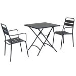ROMANUS - set tavolo in metallo cm 70 x 70 x 72 h con 2 poltrone Romanus