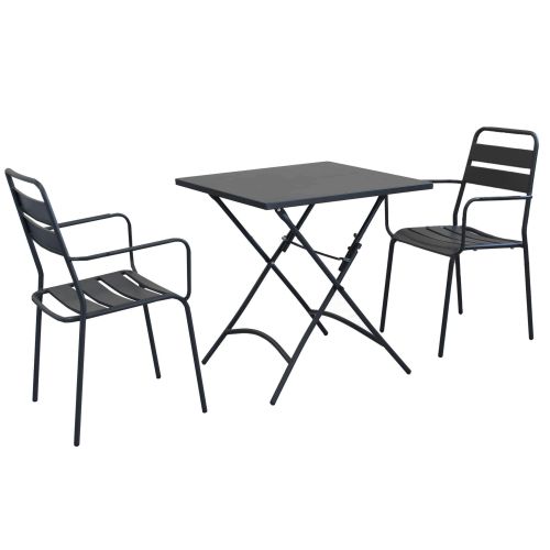 ROMANUS - set tavolo in metallo cm 70 x 70 x 72 h con 2 poltrone Romanus