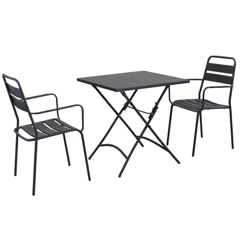 ROMANUS - set tavolo in metallo cm 70 x 70 x 72 h con 2 poltrone Romanus