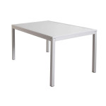 OMEN - set tavolo in alluminio e teak cm 150 x 90 x 74 h con 6 poltrone Aulus