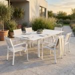 SPLENDOR - set tavolo in alluminio cm 200/300 x 110 x 75 h con 6 poltrone Splendor