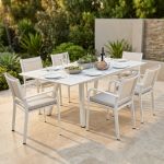 SPLENDOR - set tavolo in alluminio cm 200/300 x 110 x 75 h con 6 poltrone Splendor