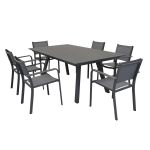 SPLENDOR - set tavolo in alluminio cm 200/300 x 110 x 75 h con 6 poltrone Splendor