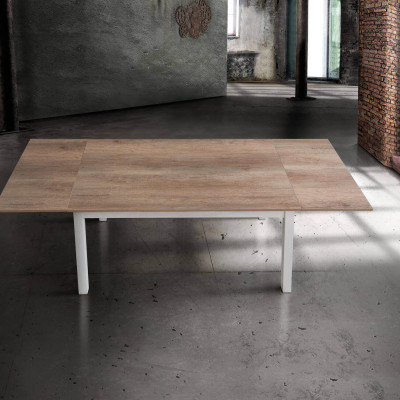 BLAKE - tavolo da pranzo moderno allungabile in acciaio e legno da 130 x 80