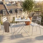 ROMANUS - set tavolo in metallo cm 70 x 70 x 72 h con 2 poltrone Romanus