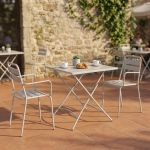 ROMANUS - set tavolo in metallo cm 70 x 70 x 72 h con 2 poltrone Romanus