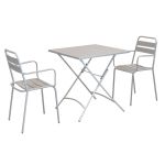ROMANUS - set tavolo in metallo cm 70 x 70 x 72 h con 2 poltrone Romanus