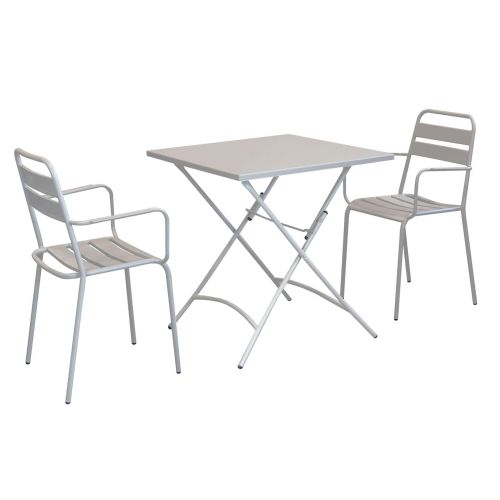 ROMANUS - set tavolo in metallo cm 70 x 70 x 72 h con 2 poltrone Romanus