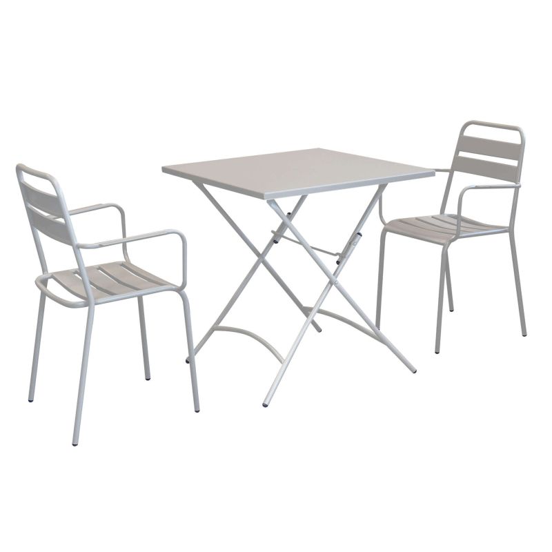 ROMANUS - set tavolo in metallo cm 70 x 70 x 72 h con 2 poltrone Romanus