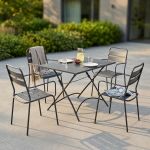 ROMANUS - set tavolo in metallo cm 110 x 70 x 72 h con 4 poltrone Romanus