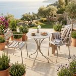 ROMANUS - set tavolo in metallo cm Ø 60 x 71h con 2 poltrone Romanus