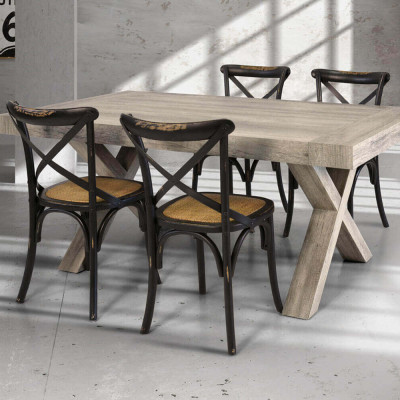 ABBY - sedia moderna in legno con seduta in paglia