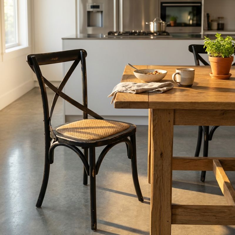 ABBY - sedia moderna in legno con seduta in paglia