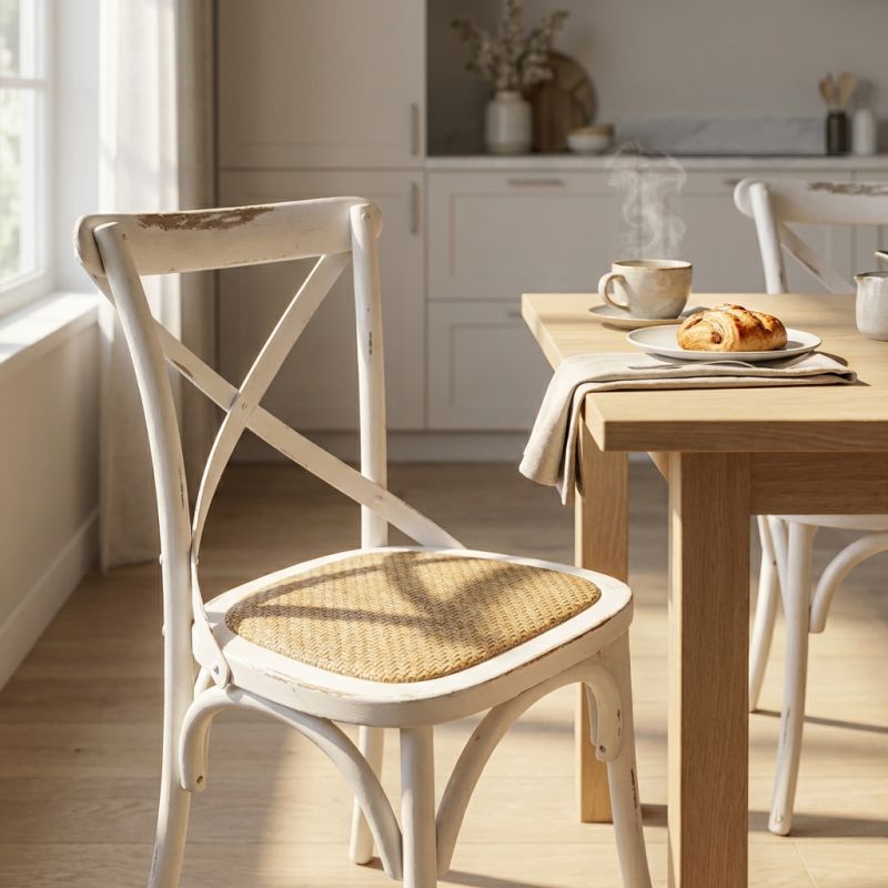 ABBY - sedia moderna in legno con seduta in paglia