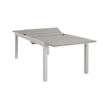 TRIUMPHUS - set tavolo in alluminio e teak cm 180/240 x 100 x 73 h con 6 poltrone Aulus