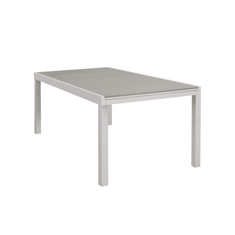 TRIUMPHUS - set tavolo in alluminio e teak cm 180/240 x 100 x 73 h con 8 poltrone Aulus