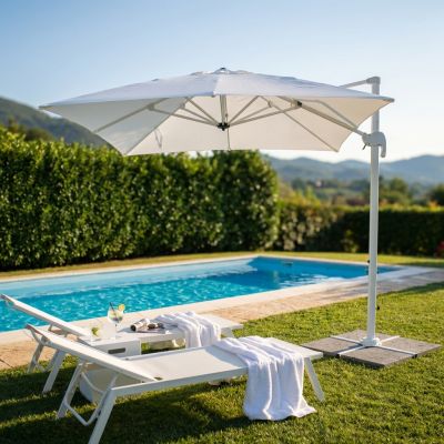 BACTRUS - ombrellone da giardino decentrato 3 x 3 m