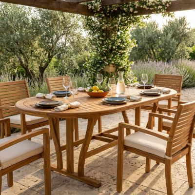 TURRIS - tavolo da giardino allungabile in legno massiccio di acacia