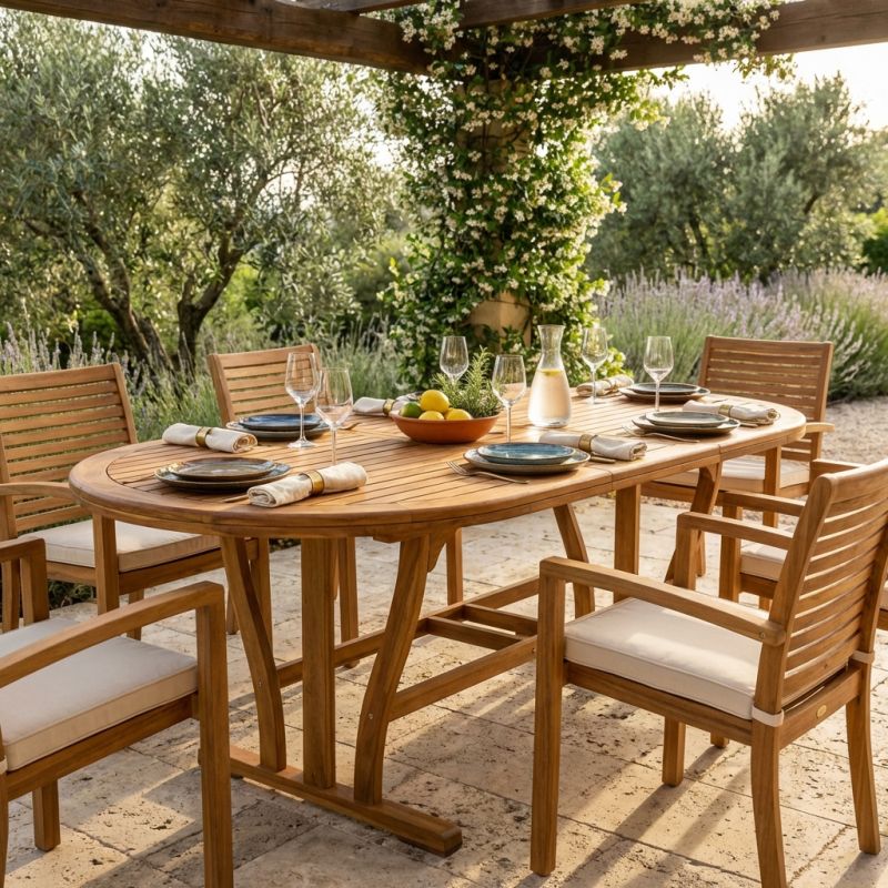 TURRIS - tavolo da giardino allungabile in legno massiccio di acacia