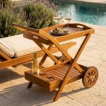 PODIUM - carrello da giardino portavivande in legno massiccio di acacia