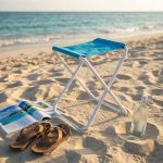 sgabello da spiaggia e campeggio pieghevole cm 30 x 38 x 35 h