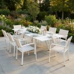 SPLENDOR - set tavolo in alluminio cm 200/300 x 110 x 75 h con 8 poltrone Splendor