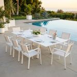 SPLENDOR - set tavolo in alluminio cm 200/300 x 110 x 75 h con 8 poltrone Splendor