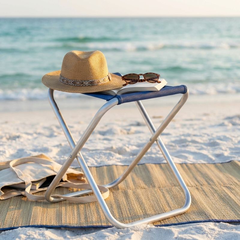 sgabello da spiaggia e campeggio pieghevole alluminio textilene cm 40 x 39 x 46 h colore casuale