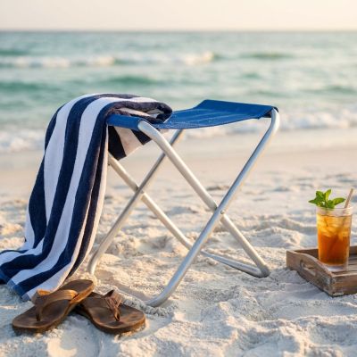 sgabello da spiaggia e campeggio pieghevole alluminio textilene cm 40 x 39 x 46 h colore casuale