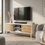 BRODY - mobile porta tv moderno in abete spazzolato naturale