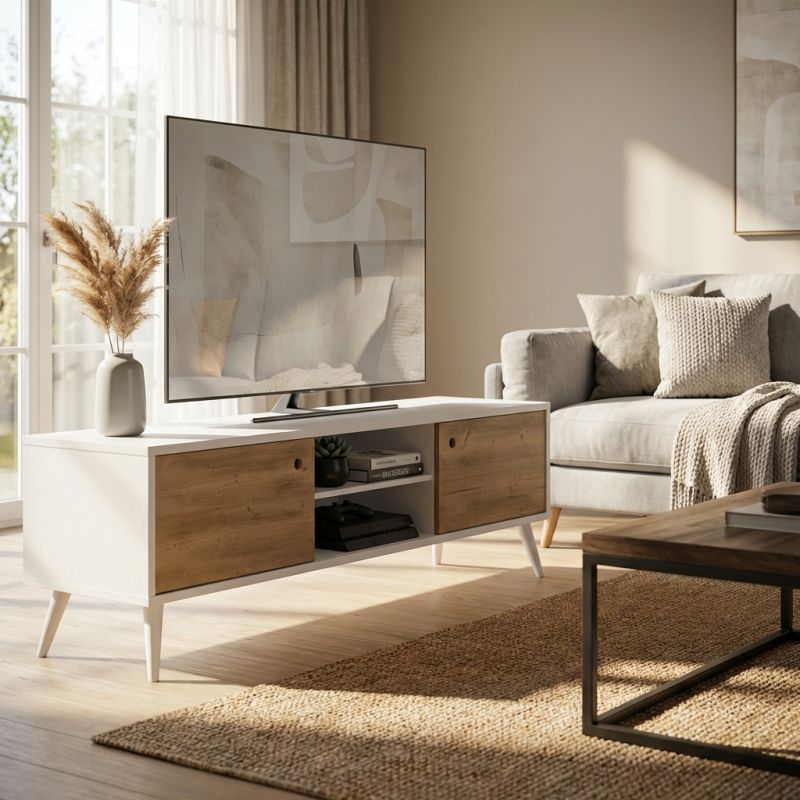 BRODY - mobile porta tv moderno in abete spazzolato naturale