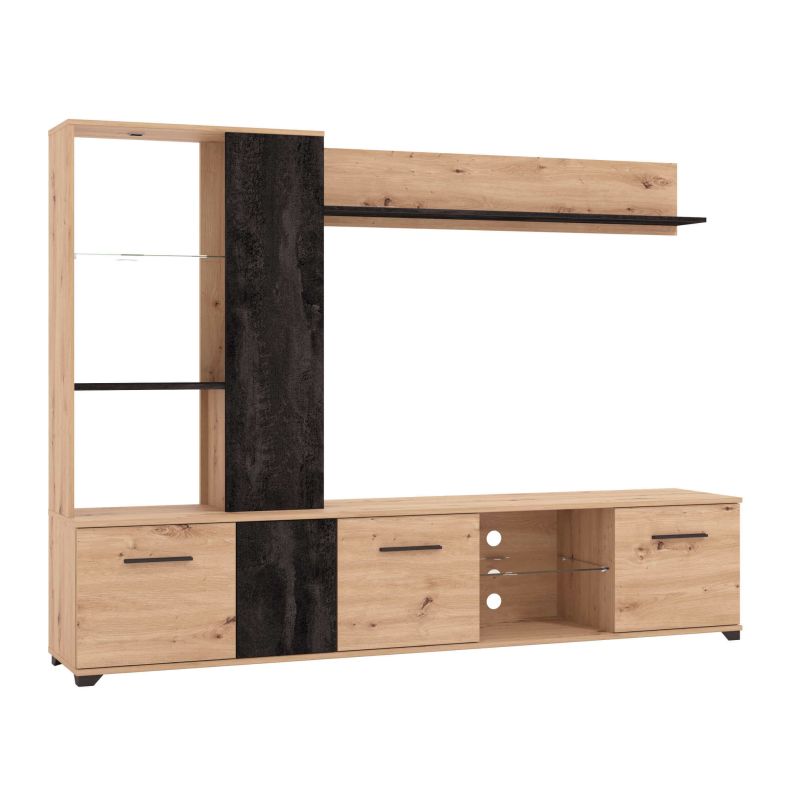 PAULIE - parete attrezzata soggiorno quattro ante moderna minimal in legno