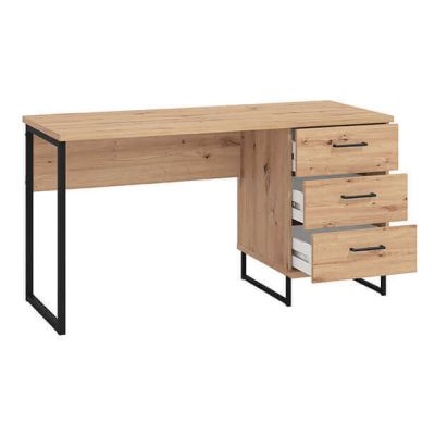 DODO - scrivania moderna con 3 cassetti colore rovere