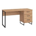 DODO - scrivania moderna con 3 cassetti colore rovere