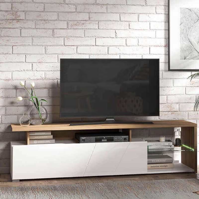 MISTIE - porta tv anta decorata moderno minimal in legno