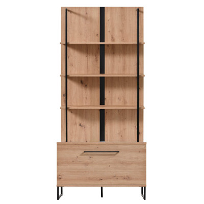DODO - libreria moderna colore rovere con 4 mensole e un'anta