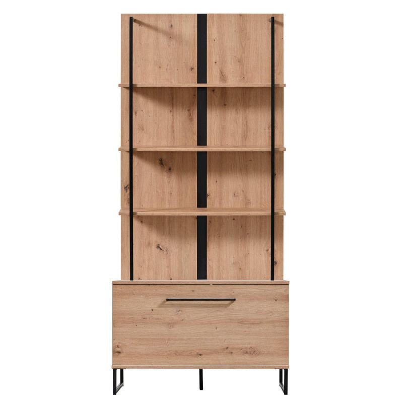 DODO - libreria moderna colore rovere con 4 mensole e un'anta