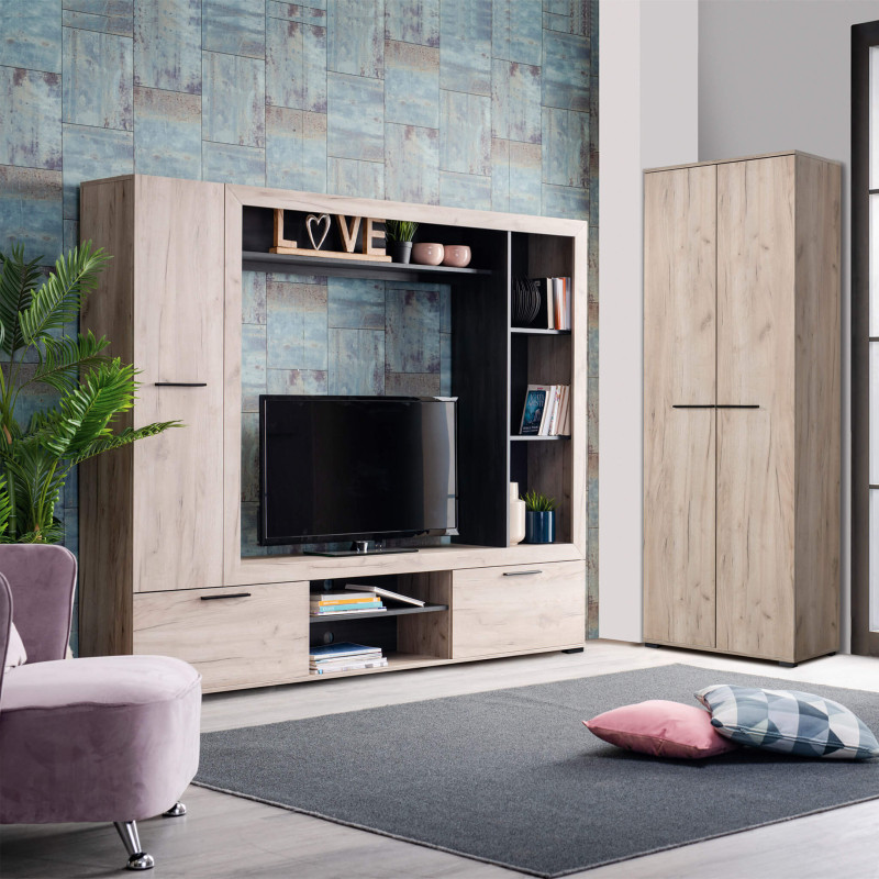 CASSIDIE - parete attrezzata porta tv con armadio moderna minimal in legno