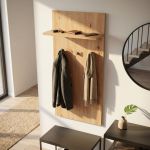 OLLIE - attaccapanni da parete moderno con mensola colore rovere